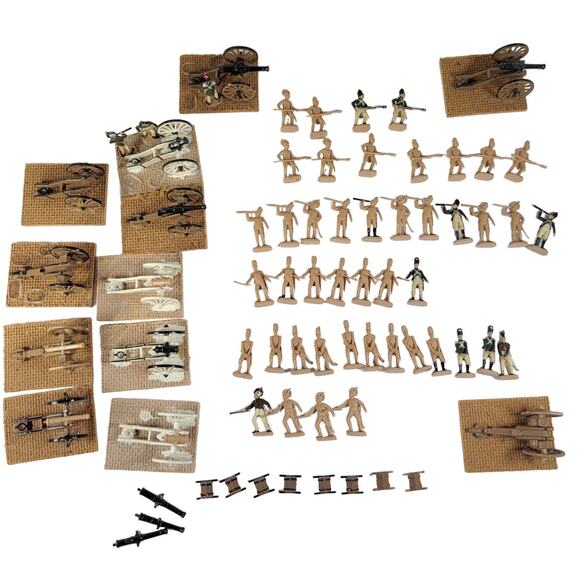 Vintage Military Miniature Toy Soldiers and Cannons Set 56+ Pieces - Picture 1 of 16